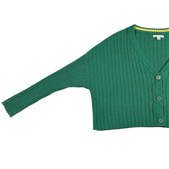 AMERICAN EAGLE Womens Sz XL Green Boxy Cropped Knit Ribbed Cardigan Sweater - Picture 6 of 16